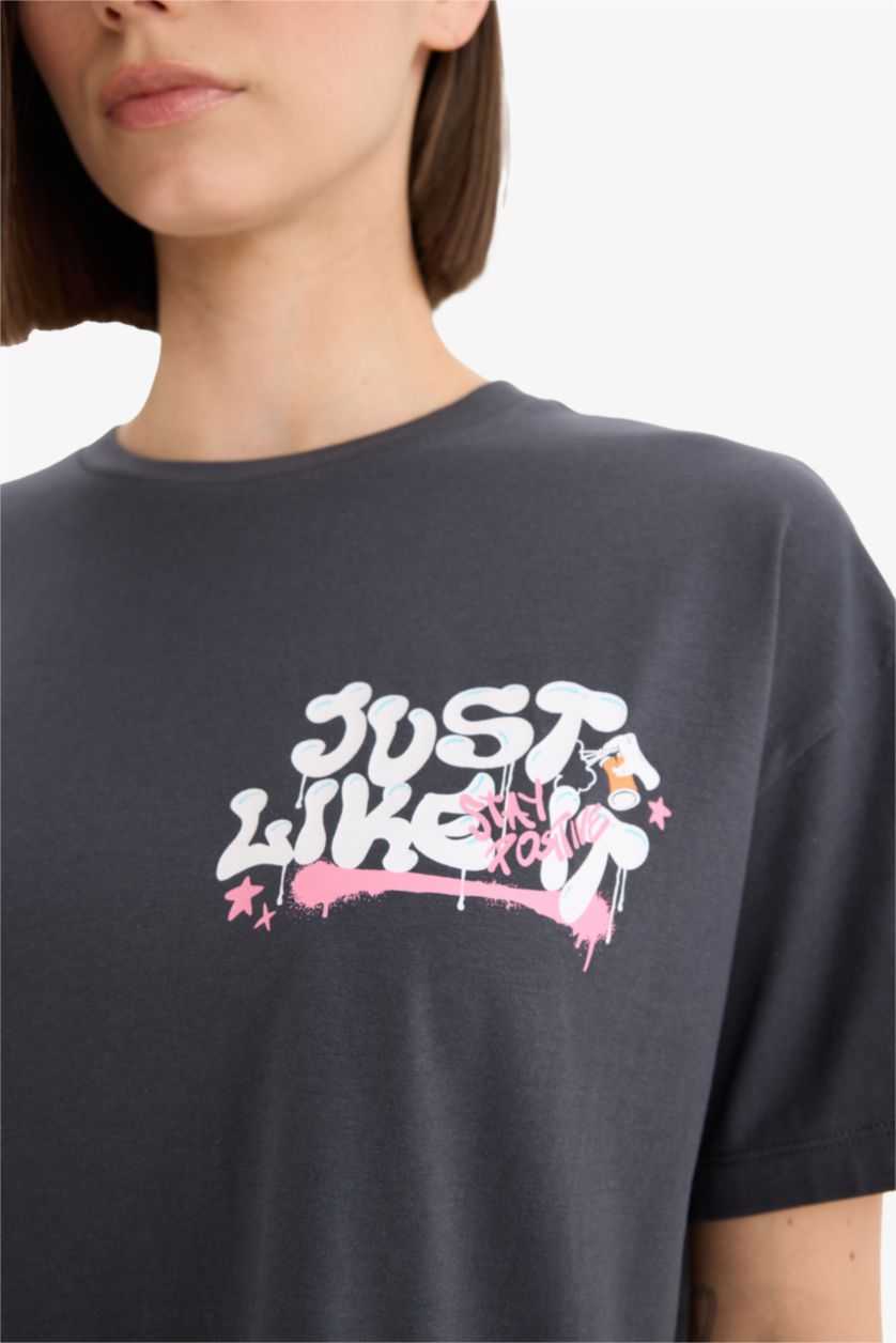 Женщины Антрацит Oversize Fit Short Sleeve T-Shirt