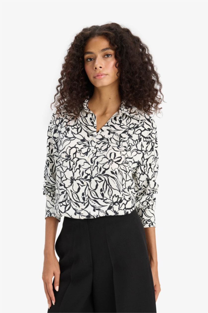 Әйелдерге экру басып шығарылған жейде мойыны Ұзын Жеңді Туника