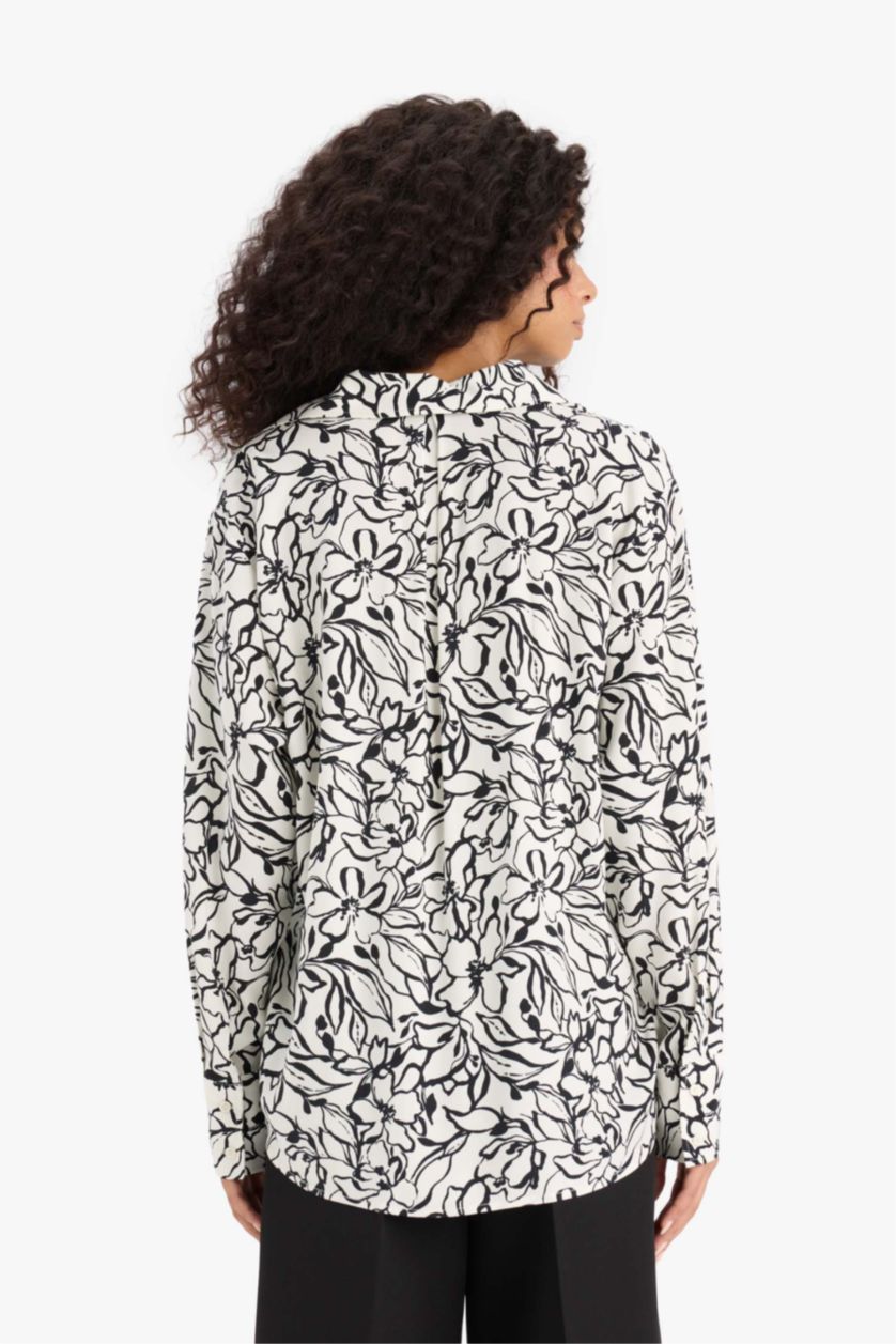 Әйелдерге экру басып шығарылған жейде мойыны Ұзын Жеңді Туника