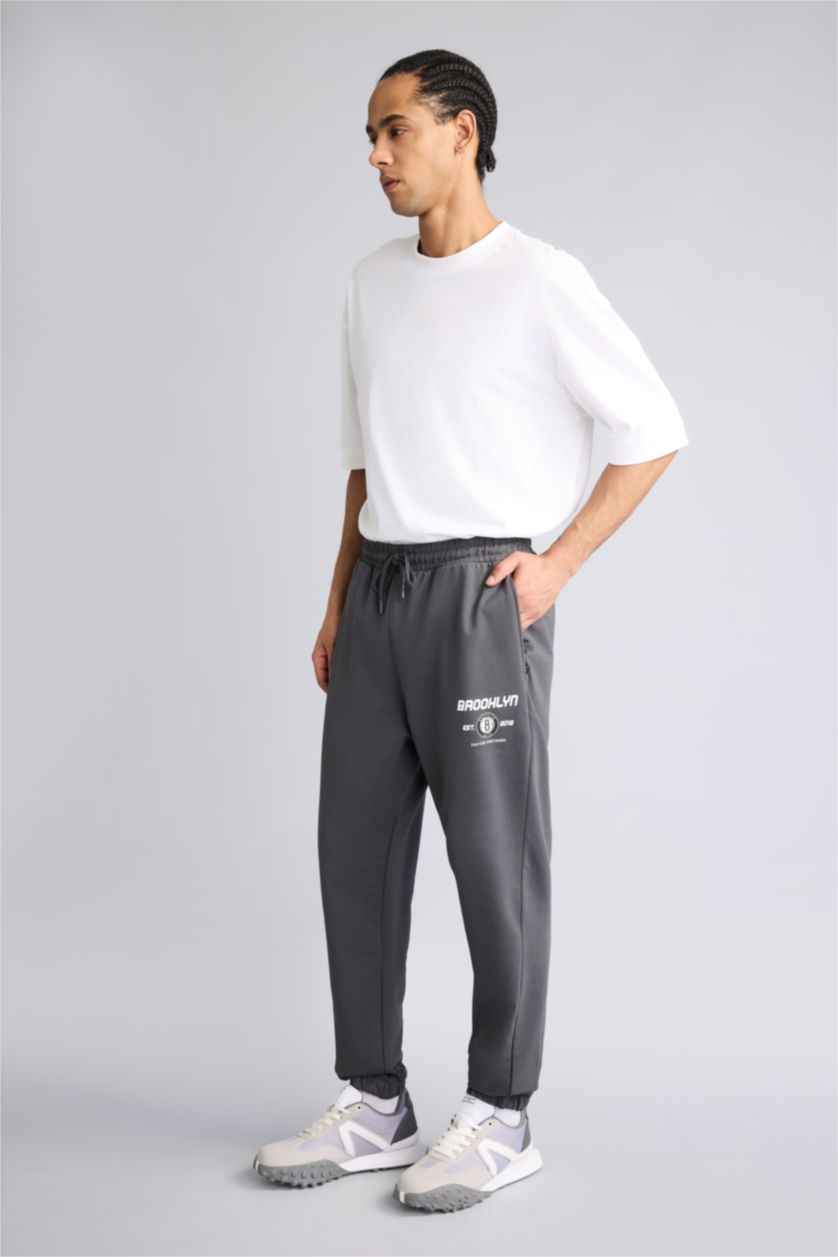 HOMME Anthracite Pantalon Jogging NBA Brooklyn Nets avec poches de DeFactoFit