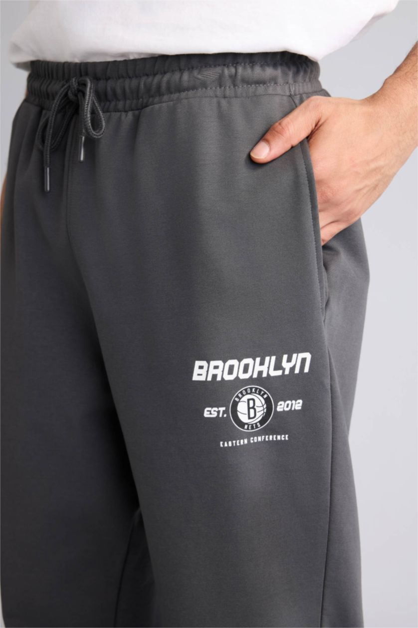 HOMME Anthracite Pantalon Jogging NBA Brooklyn Nets avec poches de DeFactoFit