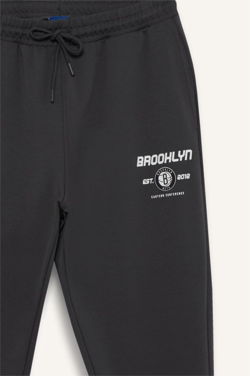 HOMME Anthracite Pantalon Jogging NBA Brooklyn Nets avec poches de DeFactoFit