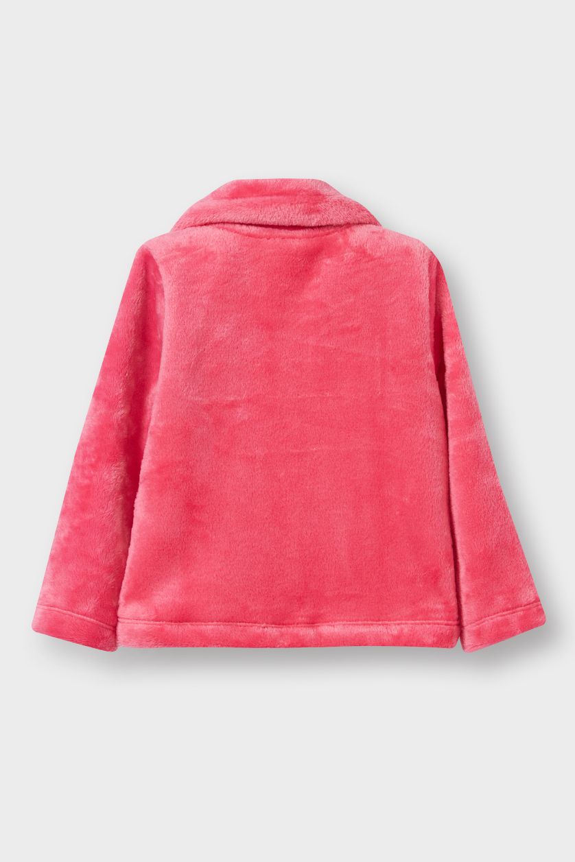 طفلة صغيرة وردي جاكيت قطيفة بيبي بناتي قصة عادية بأزرار