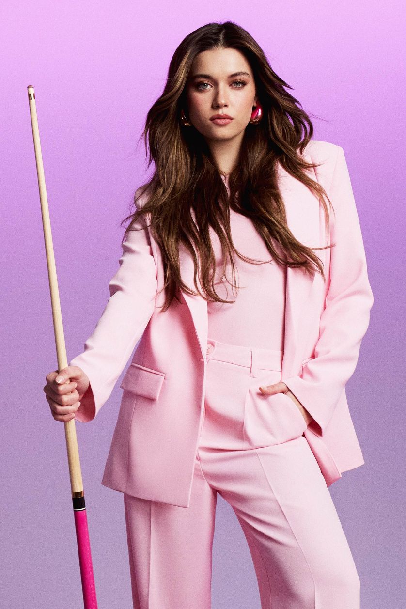 Kadın Açık Pembe Afra x DeFacto Oversize Geniş Kalıp Krep Blazer Ceket