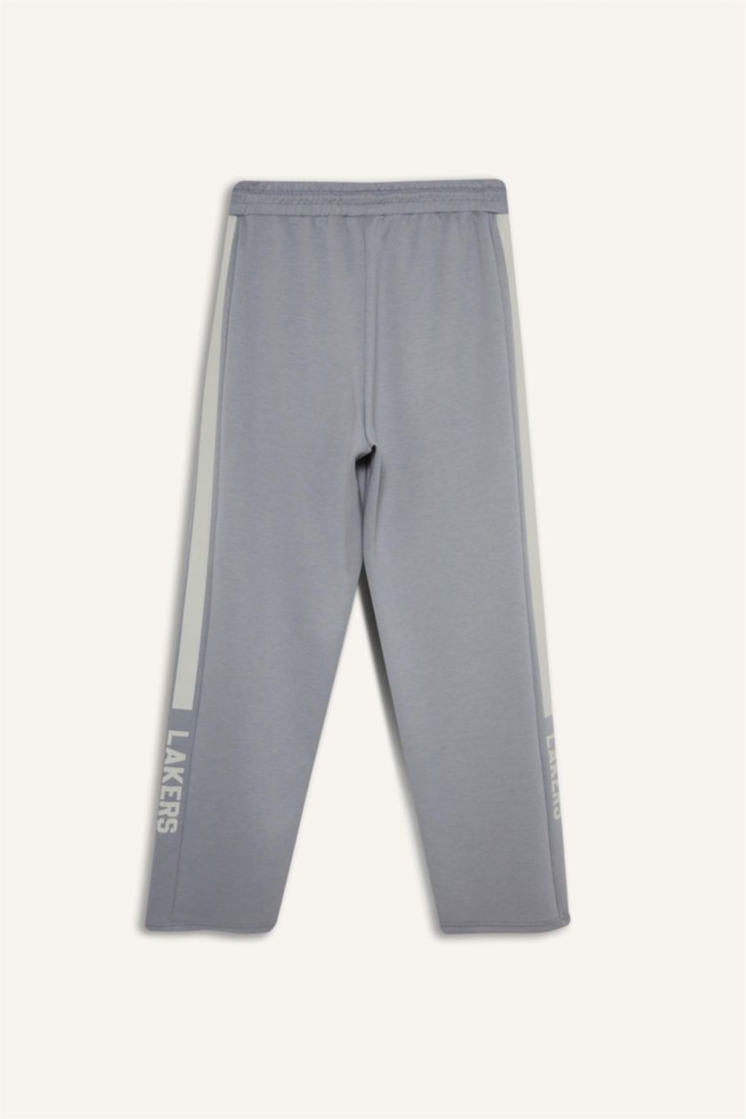 رجال رمادي سروال رياضي قماش سكوبا قصة عادية برجل عادي من لوس أنجلوس ليكرز من DeFactoFit