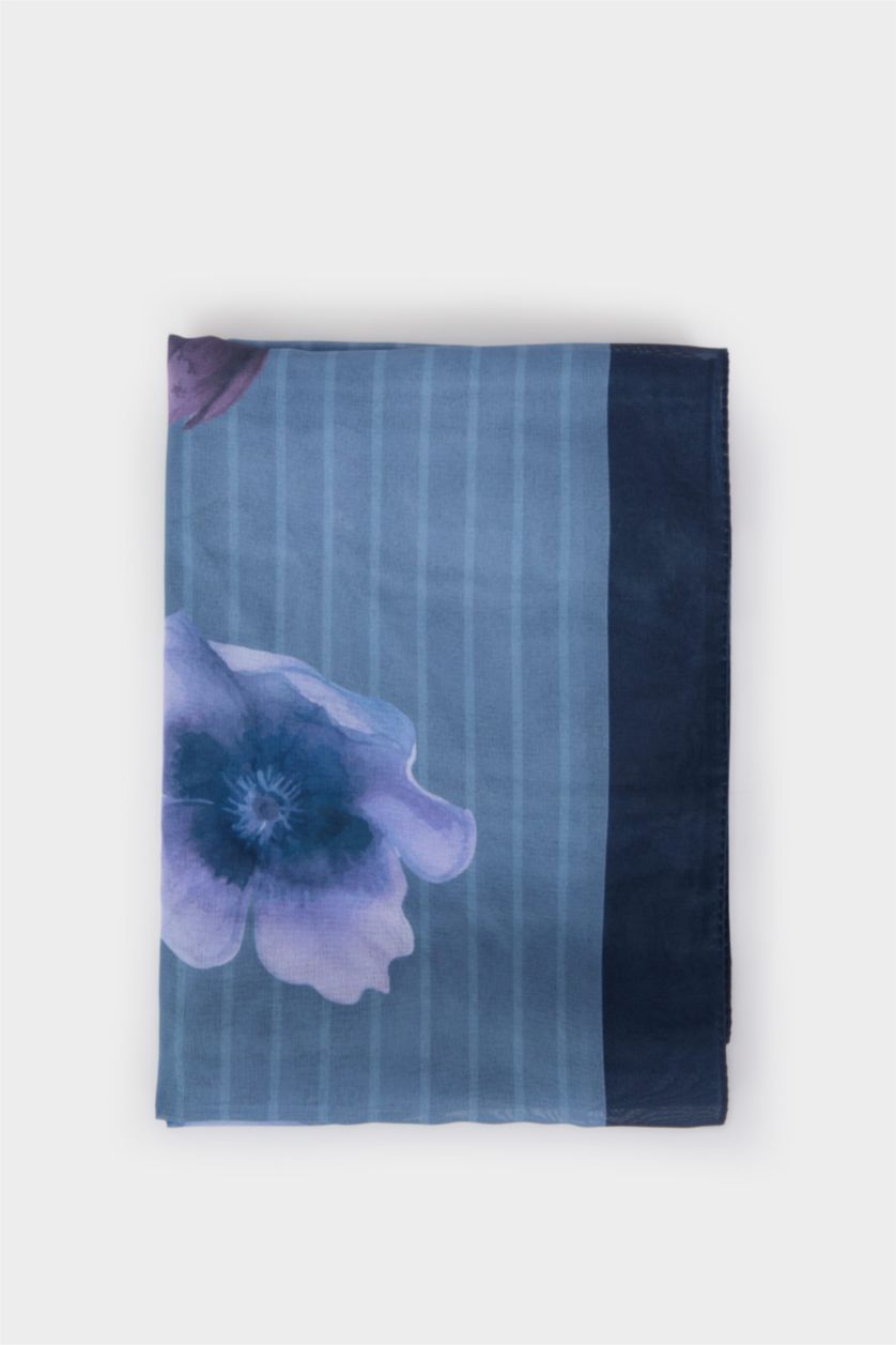 WOMAN Blue Woman Floral Hijab Shawl