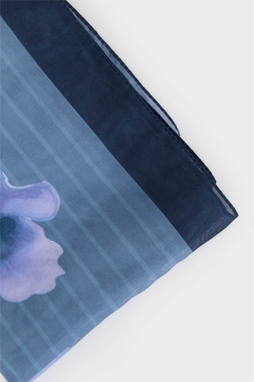 WOMAN Blue Woman Floral Hijab Shawl