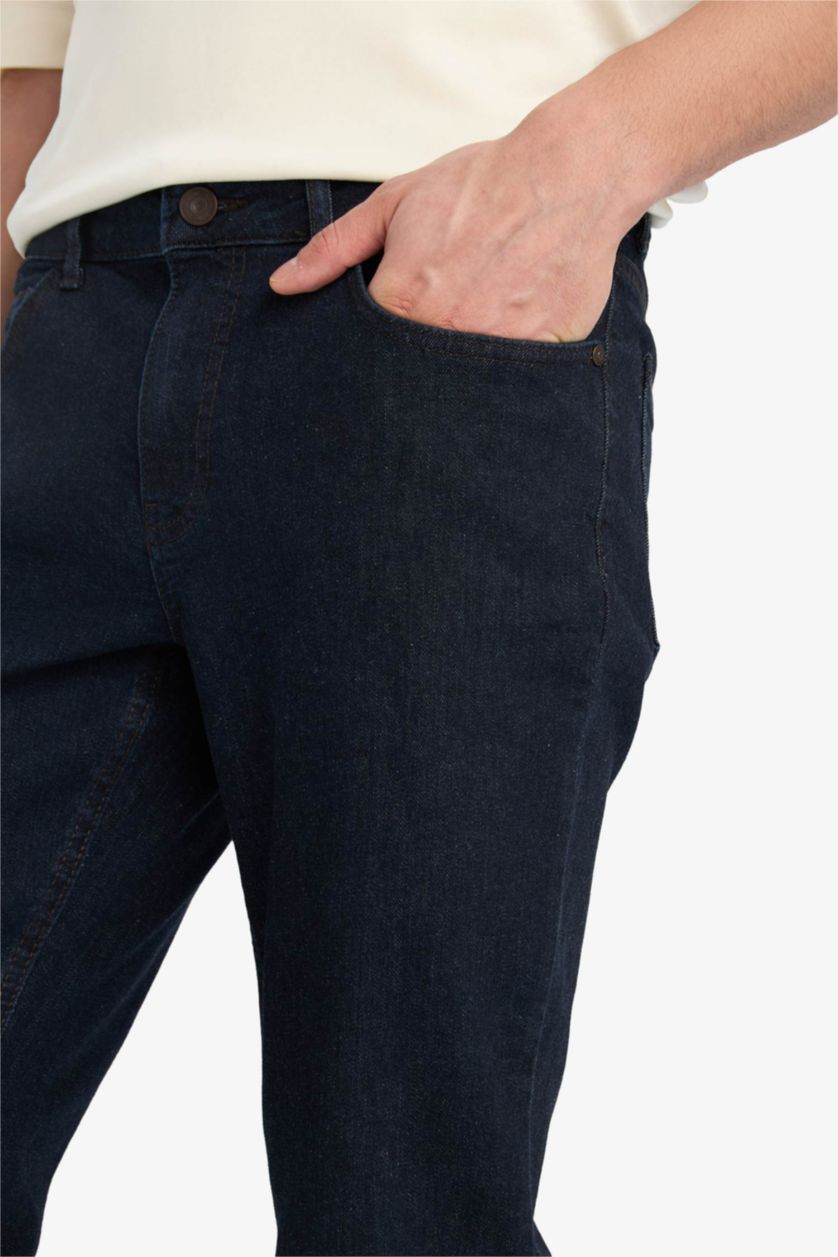 Erkek Koyu Mavi Pedro Slim Fit Dar Kalıp Normal Bel Dar Paça Jean Pantolon