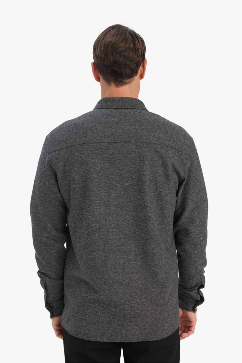 Ерлер қара түймелі поло жағасы Ұзын жеңді көйлек