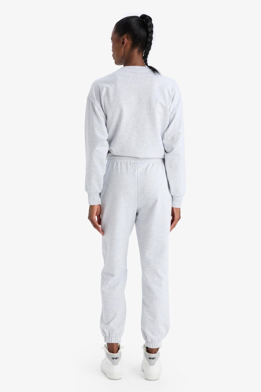 WOMAN Light Grey Melange DeFactoFit NBA Brooklyn Nets Standard Fit Jogger Sweatpants