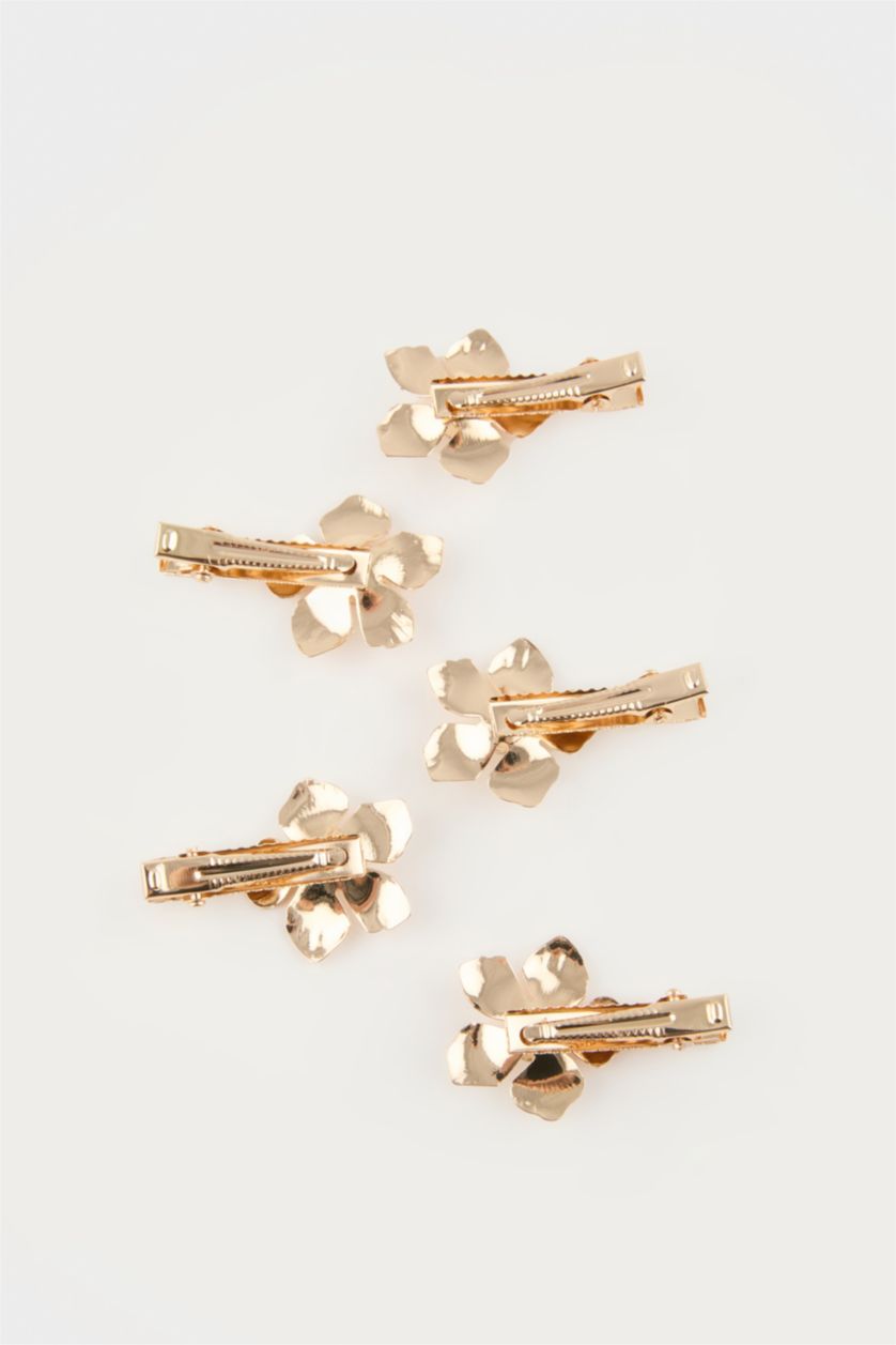 Kadın Altın Kadın 5'li Çiçekli Çıtçıtlı Toka