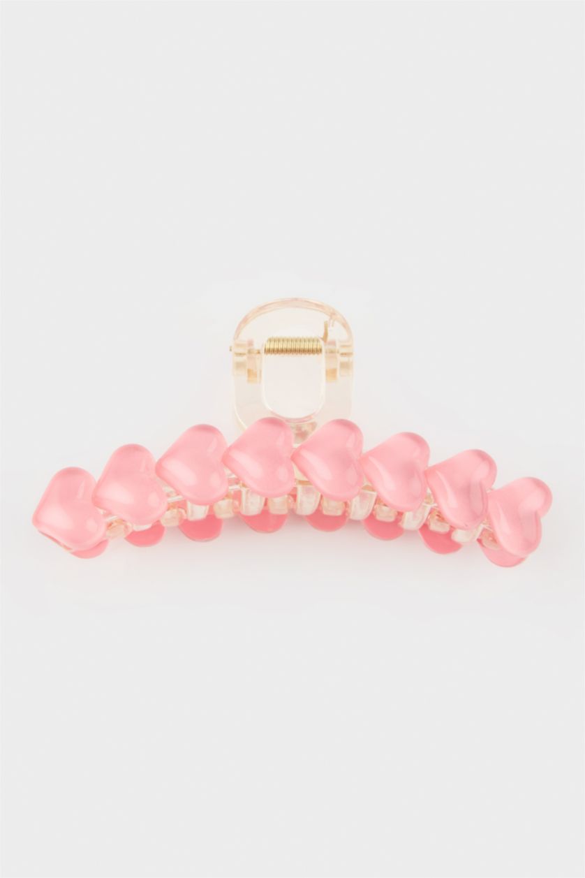 Kadın Pembe Kadın Kalp Motifli Mandal Toka