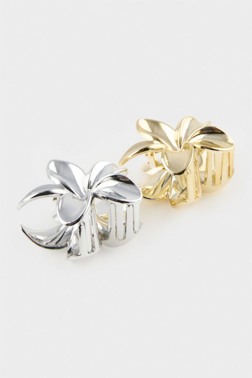 Kadın Karma Kadın 2'li Çiçek Motifli Mandal Toka