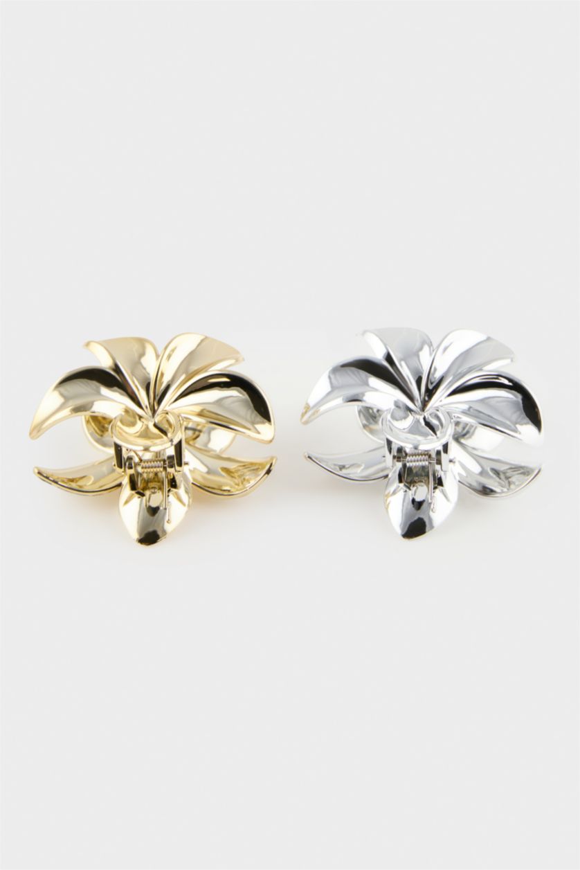 Kadın Karma Kadın 2'li Çiçek Motifli Mandal Toka