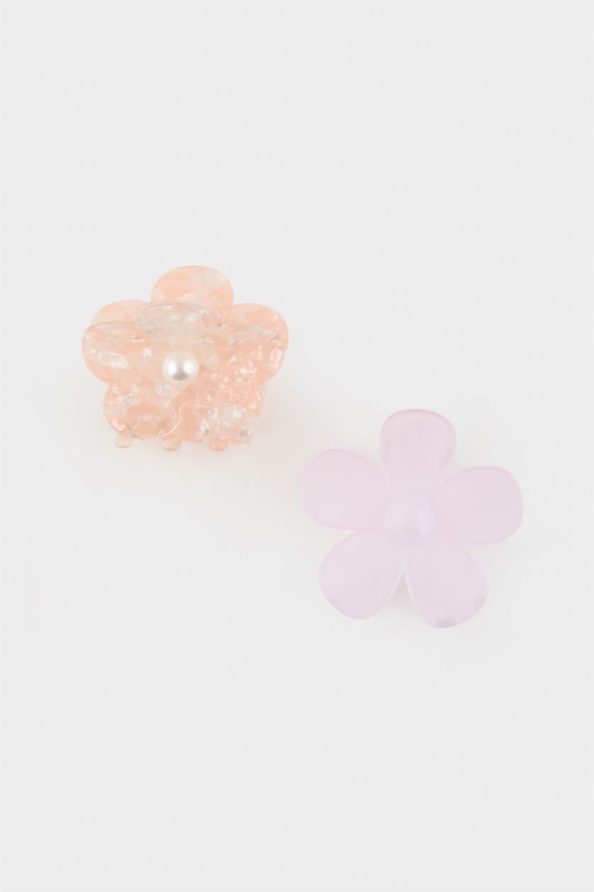 WOMAN MIXED Woman 2 Piece Flower Motif Latch Hair Clips