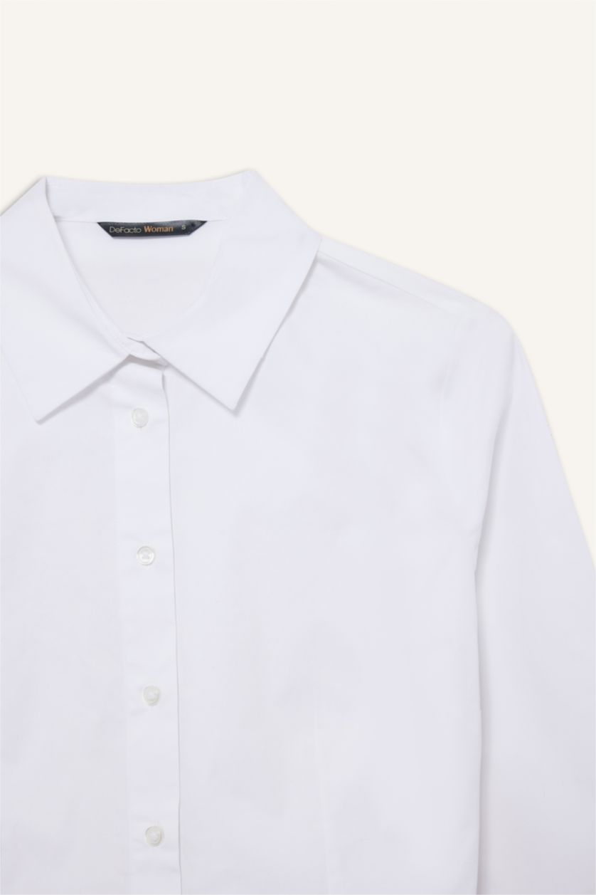 Әйелдерге ақ қалыпты пішім Ұзын жеңді көйлек