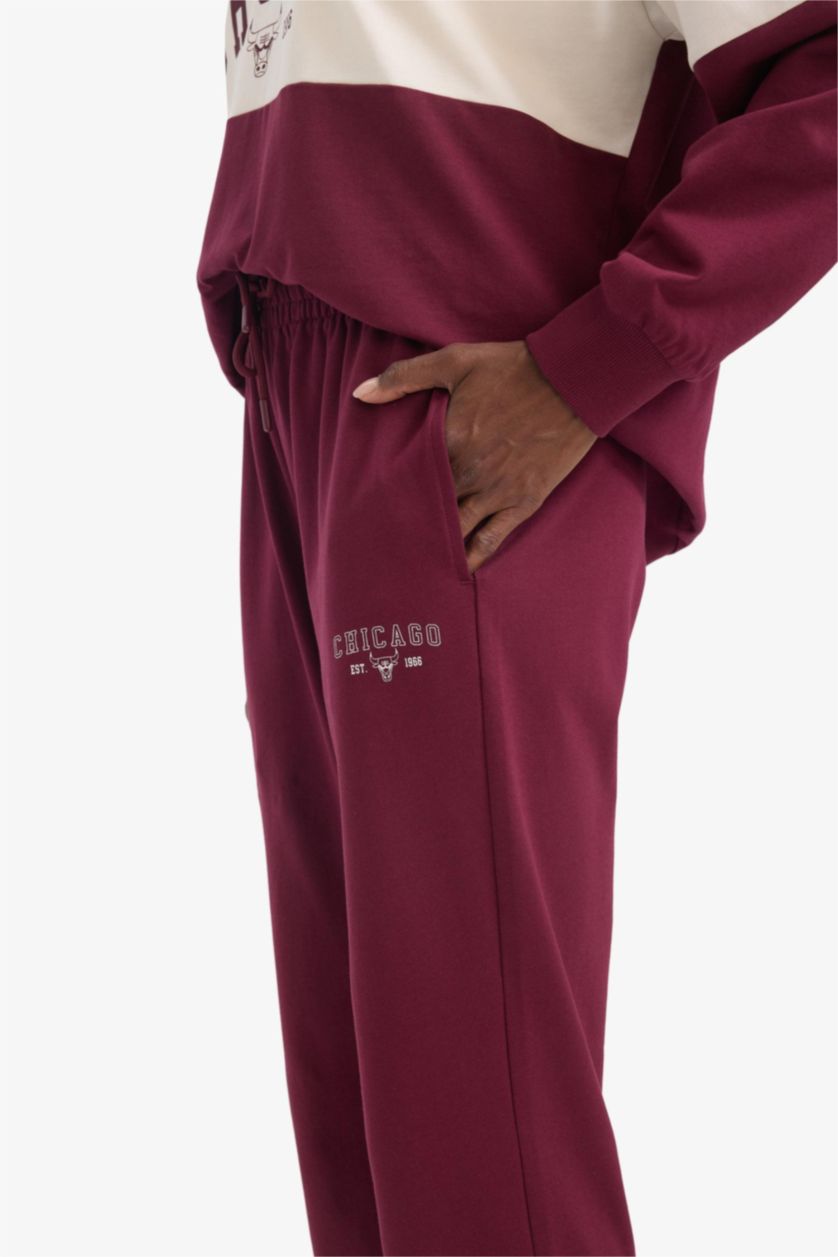 FEMME Bordeaux Pantalon Jogging NBA Chicago Bulls à poches Coupe standard de DeFactoFit
