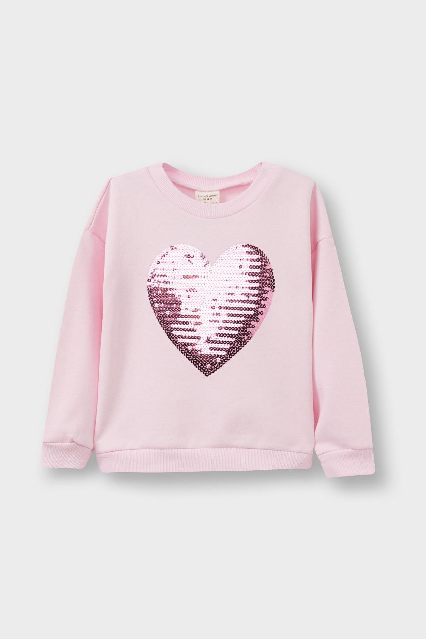 طفلة صغيرة زهري سويت شيرت بيبي بناتي بطبعة شعار قصة عادية ببطانة ناعمة - قطعتين