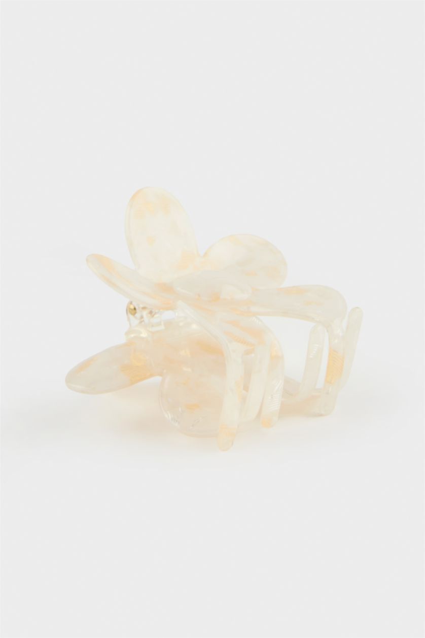 Kadın Beyaz Kadın Çiçek Motifli Mandal Toka