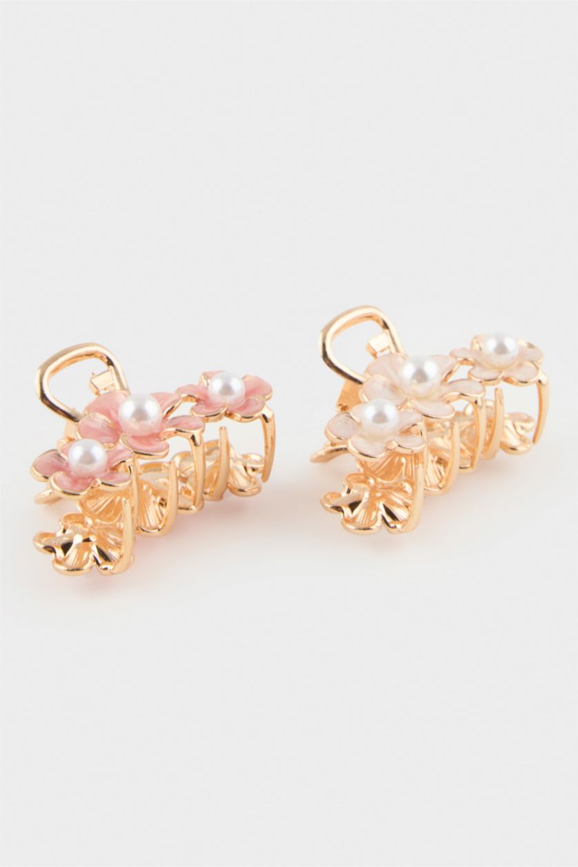 Women Karma Woman 2 Piece Flower Motif Latch Hair Clips