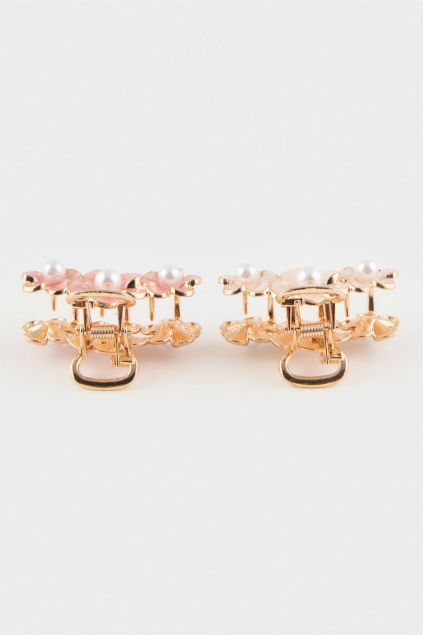 Women Karma Woman 2 Piece Flower Motif Latch Hair Clips