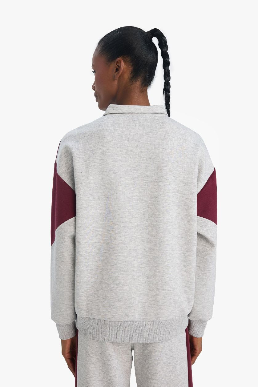 FEMME Gris Clair Sweatshirt de sport NBA Boston Celtics oversize demi-zip en tissu scuba de DeFactoFit