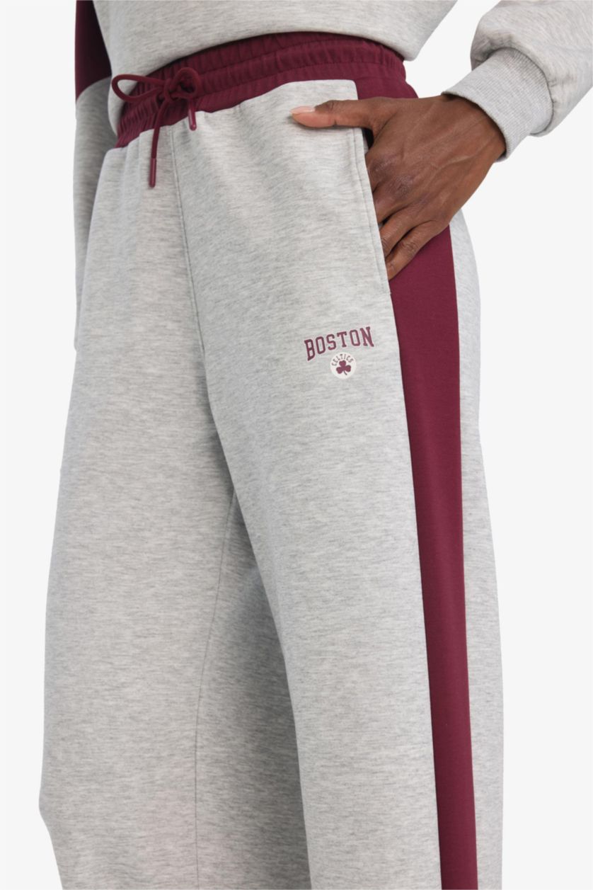 حريمي ميلانج رمادي فاتح بنطلون قماش سكوبا وايد ليج برجل واسع بجيب من DeFactoFit NBA Boston Celtics