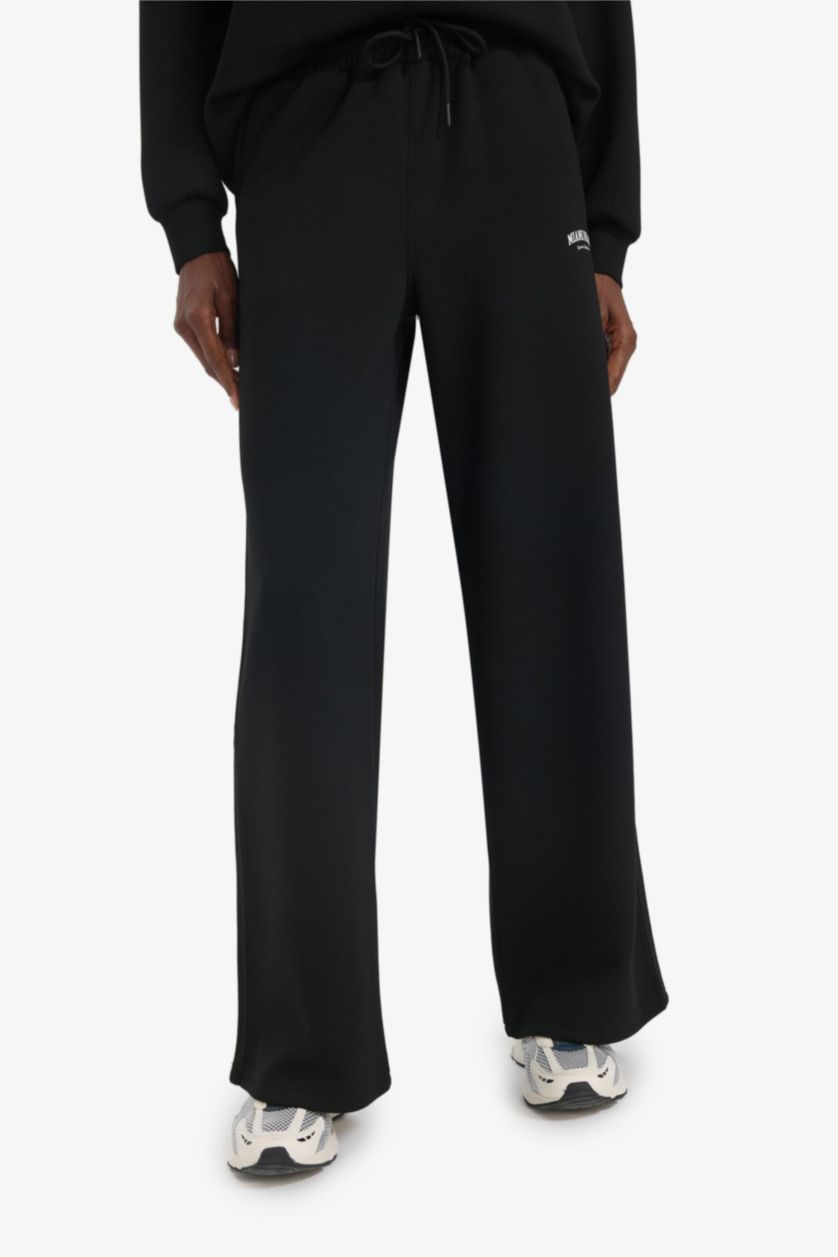 Женщины Черный DeFactoFit NBA Miami Heat широкие брюки на спуба ткани с карманами