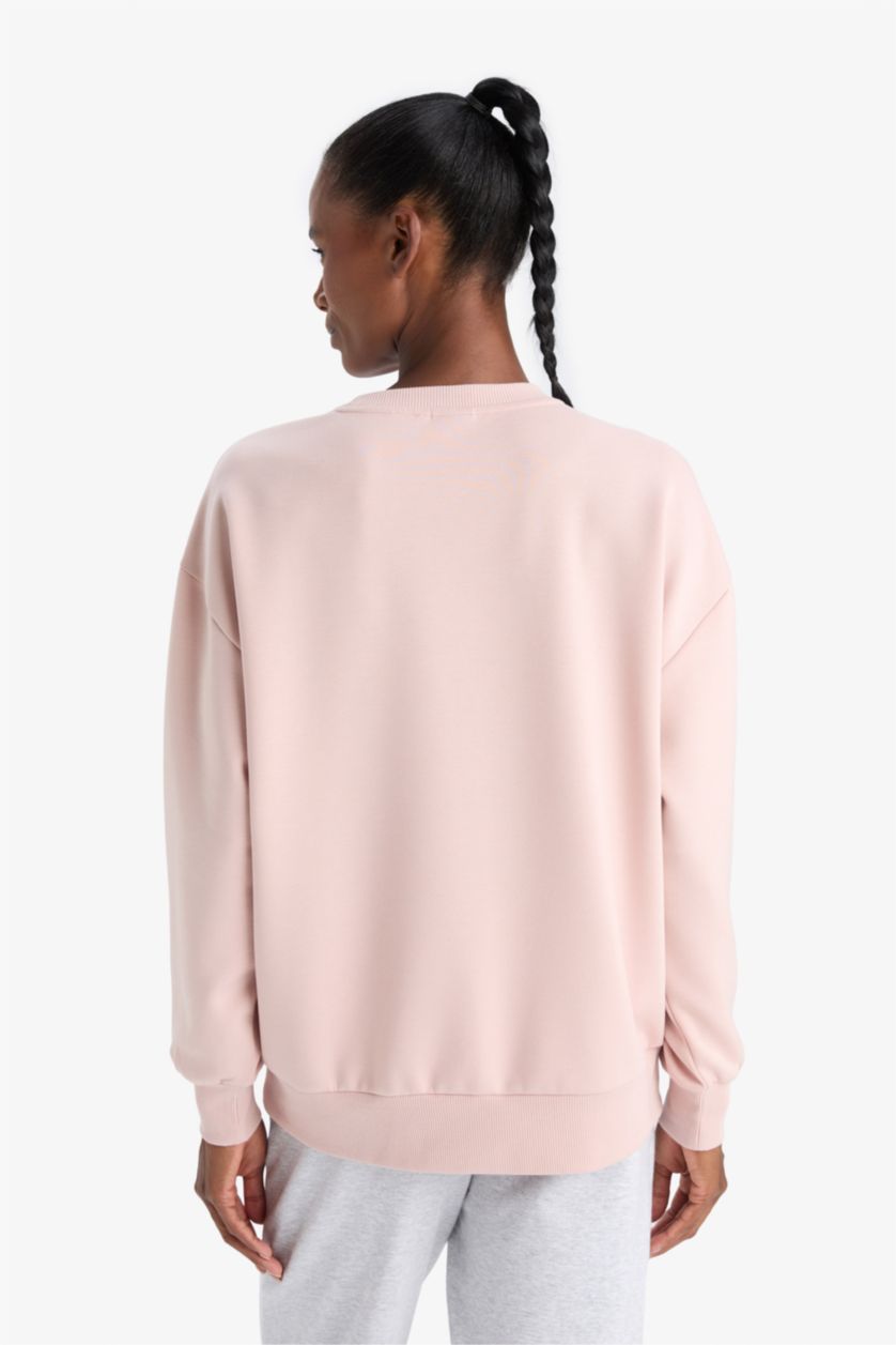 حريمي وردي فاتح سويت شيرت رياضي اوفر سايز برقبة مستديرة من بوسطن سيلتكس