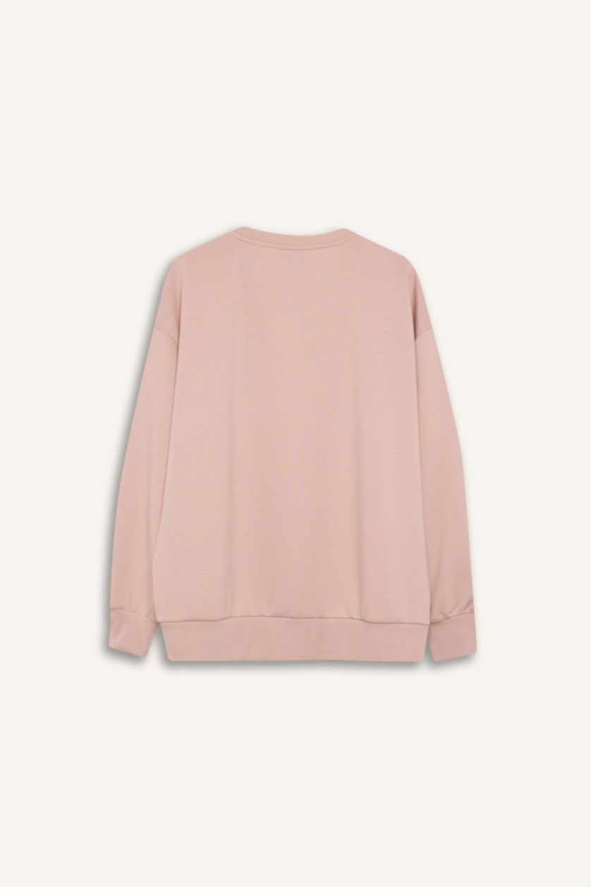 حريمي وردي فاتح سويت شيرت رياضي اوفر سايز برقبة مستديرة من بوسطن سيلتكس