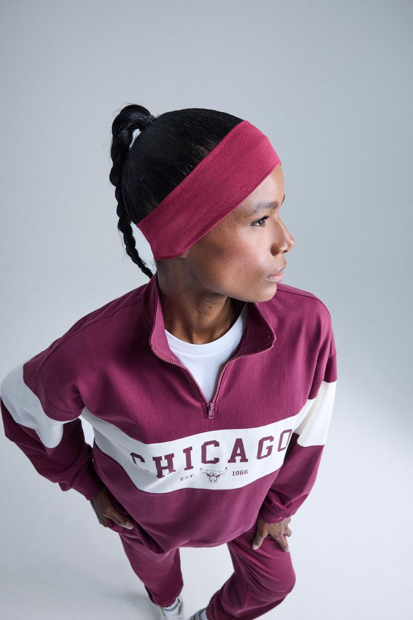 FEMME Bordeaux Sweatshirt NBA Chicago Bulls Oversize à demi-zip
