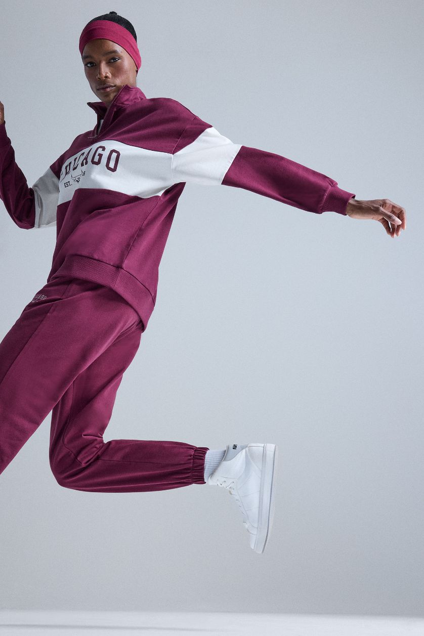 FEMME Bordeaux Sweatshirt NBA Chicago Bulls Oversize à demi-zip