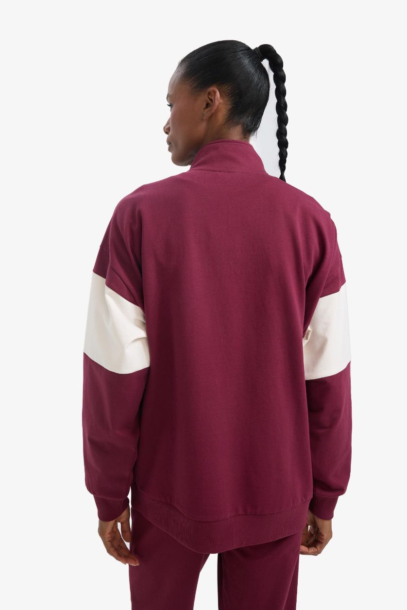 FEMME Bordeaux Sweatshirt NBA Chicago Bulls Oversize à demi-zip