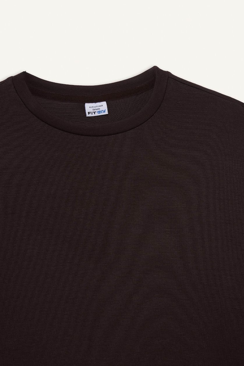 Kadın Kahve Oversize Geniş Kalıp Bisiklet Yaka Modal Sporcu Sweatshirt