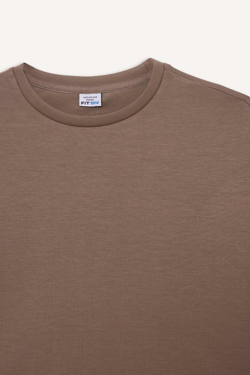 Kadın Açık Kahve Oversize Geniş Kalıp Bisiklet Yaka Modal Sporcu Sweatshirt