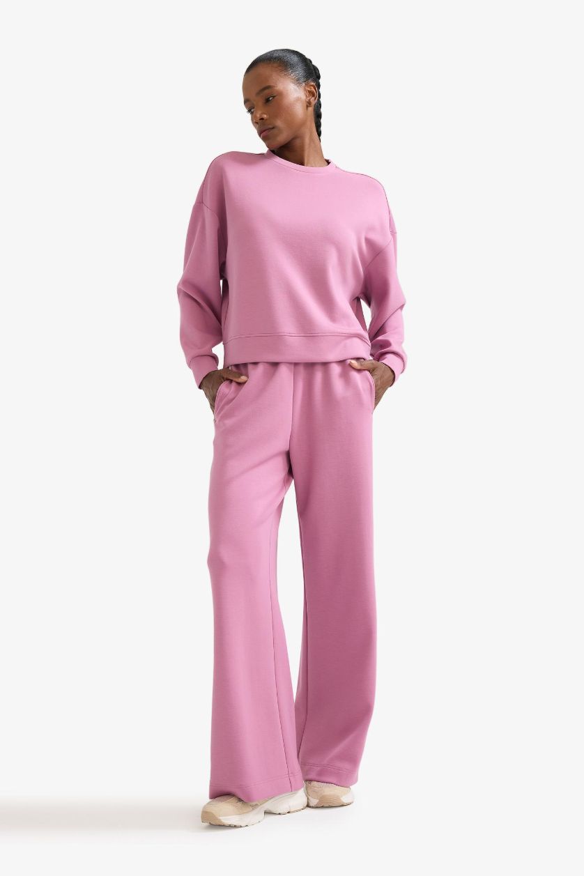 Kadın Gülkurusu Oversize Geniş Kalıp Bisiklet Yaka Modal Ultra Soft Sweatshirt