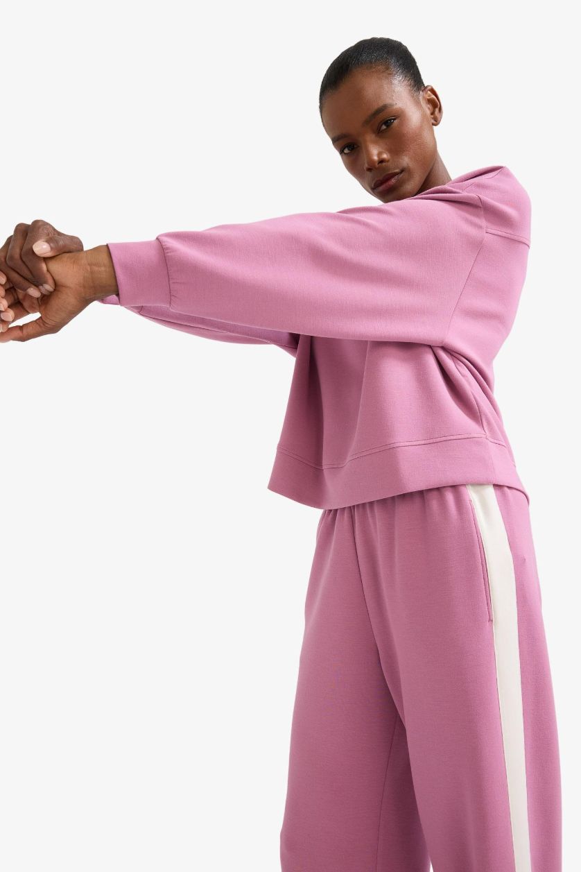 Kadın Gülkurusu Oversize Geniş Kalıp Bisiklet Yaka Modal Ultra Soft Sweatshirt