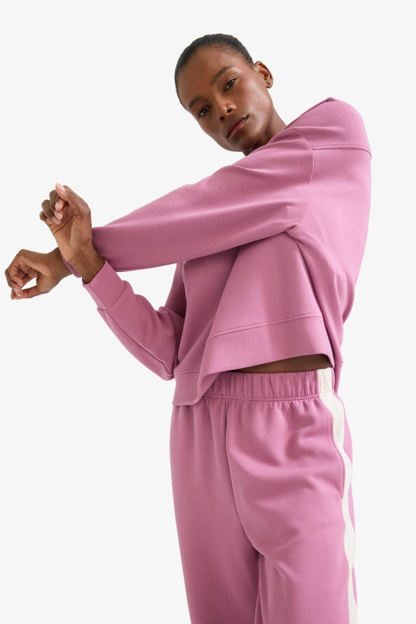 Kadın Gülkurusu Oversize Geniş Kalıp Bisiklet Yaka Modal Ultra Soft Sweatshirt