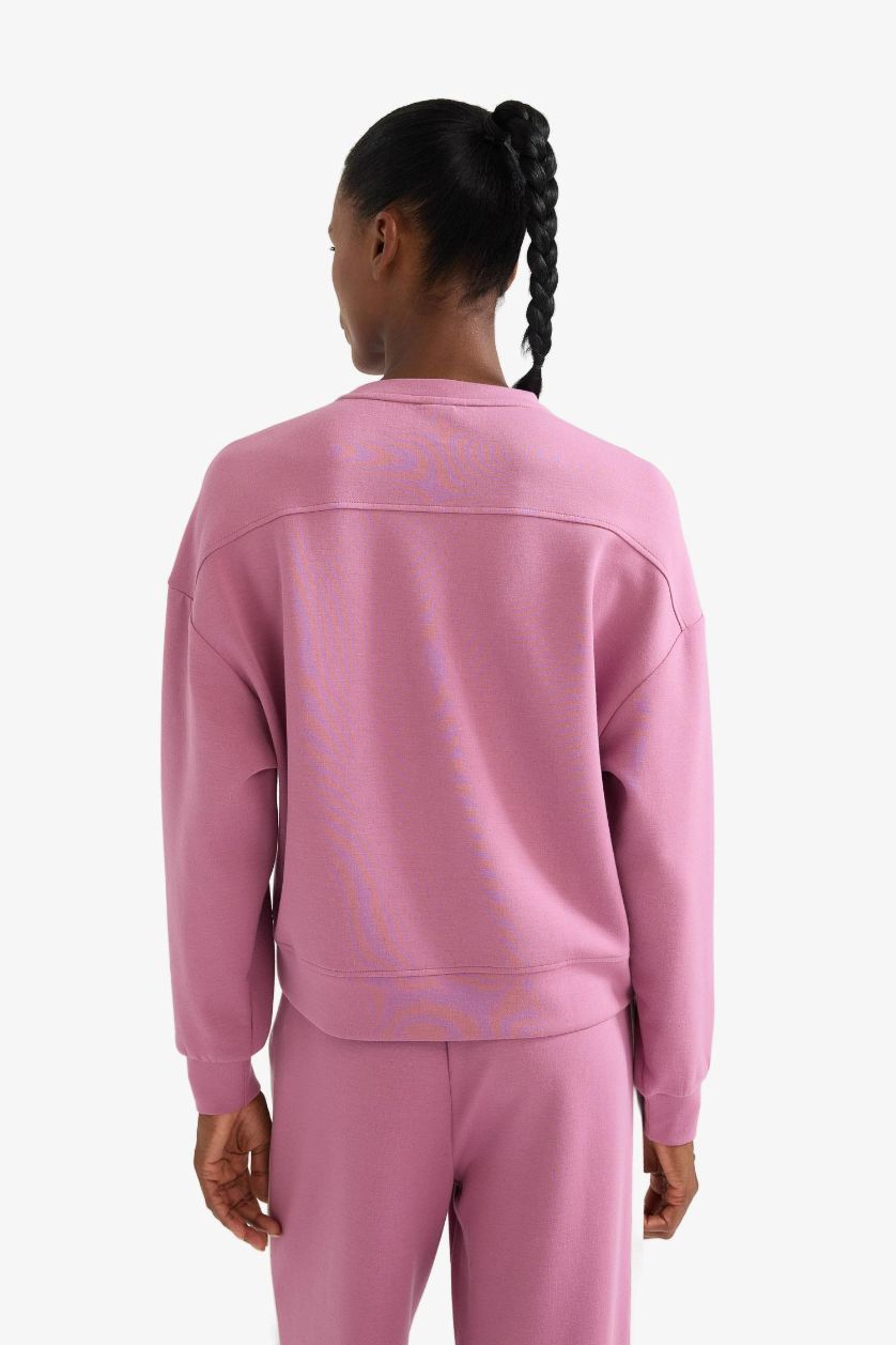 Kadın Gülkurusu Oversize Geniş Kalıp Bisiklet Yaka Modal Ultra Soft Sweatshirt