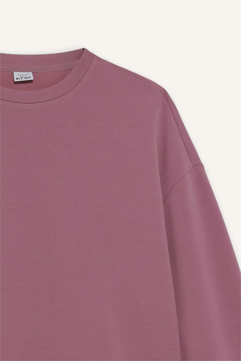 Kadın Gülkurusu Oversize Geniş Kalıp Bisiklet Yaka Modal Ultra Soft Sweatshirt