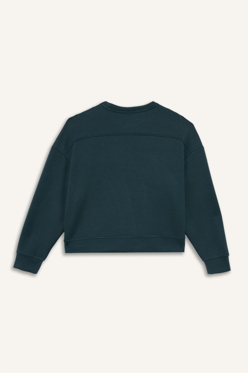 WOMAN Dark Green DeFactoFit Oversize Long Sleeve Modal Sweatshirt