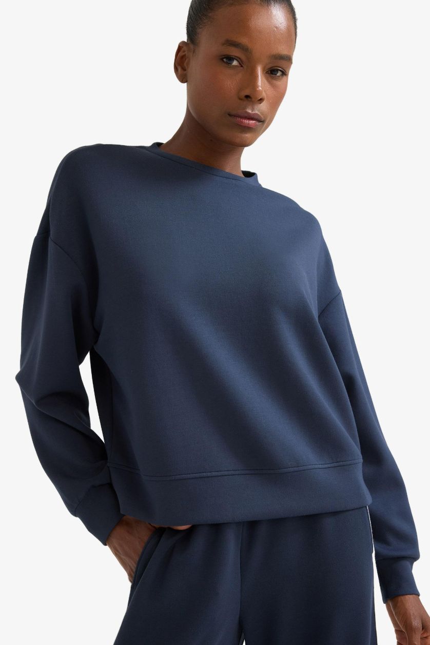 WOMAN NAVY DeFactoFit Oversize Fit Modal Ultra Soft Sweatshirt