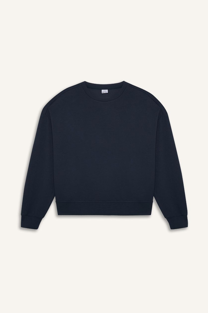 WOMAN NAVY DeFactoFit Oversize Fit Modal Ultra Soft Sweatshirt