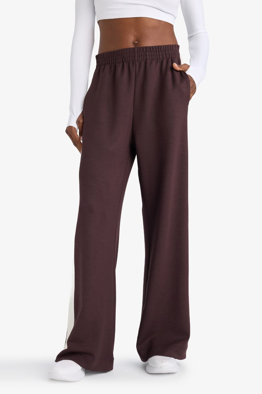 Kadın Kahve Wide Leg Geniş Paça Standart Boy Soft Touch Modal Sporcu Pantolon