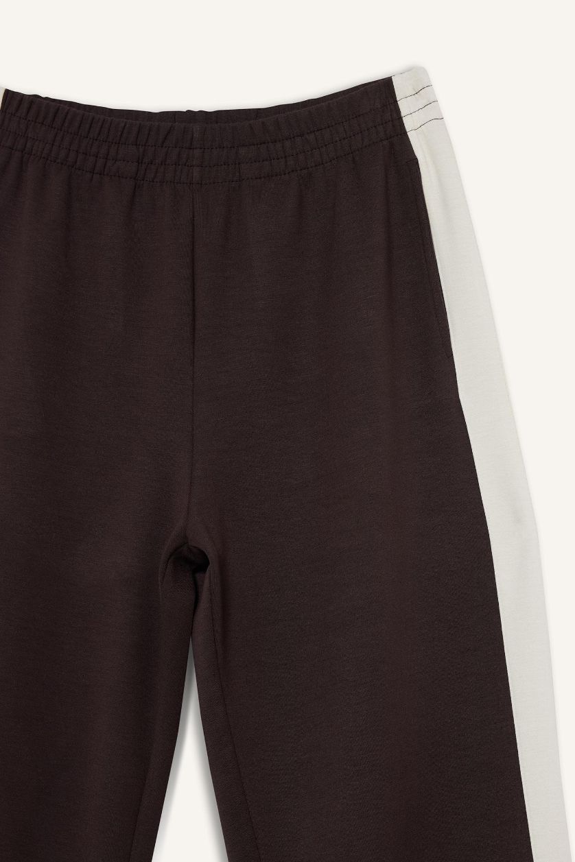 Kadın Kahve Wide Leg Geniş Paça Standart Boy Soft Touch Modal Sporcu Pantolon