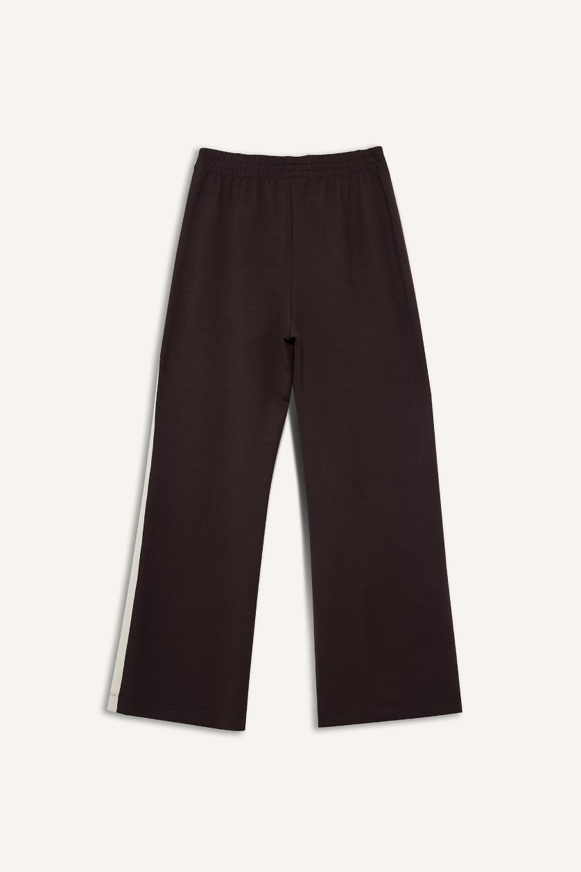 Kadın Kahve Wide Leg Geniş Paça Standart Boy Soft Touch Modal Sporcu Pantolon