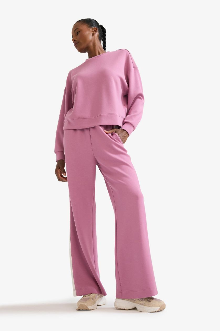 Kadın Gülkurusu Wide Leg Geniş Paça Standart Boy Modal Soft Touch Pantolon