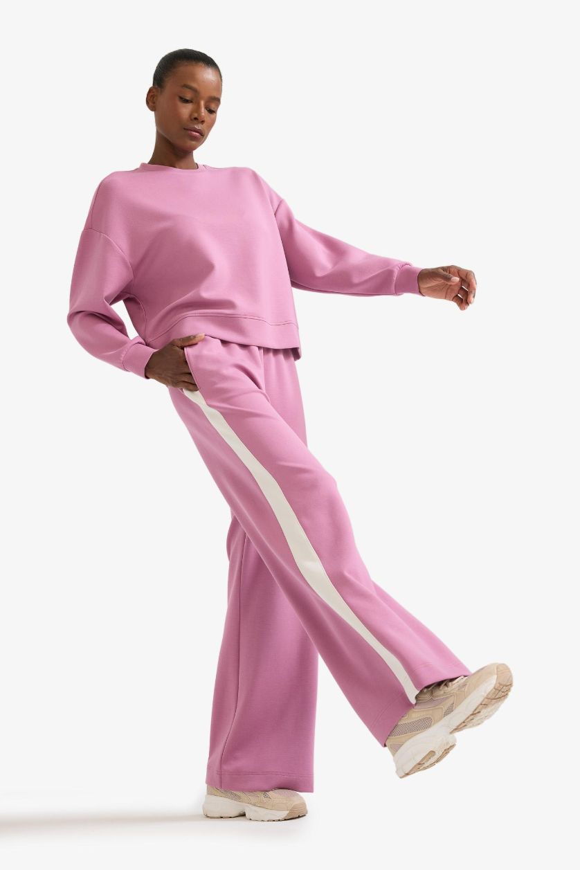 Kadın Gülkurusu Wide Leg Geniş Paça Standart Boy Modal Soft Touch Pantolon