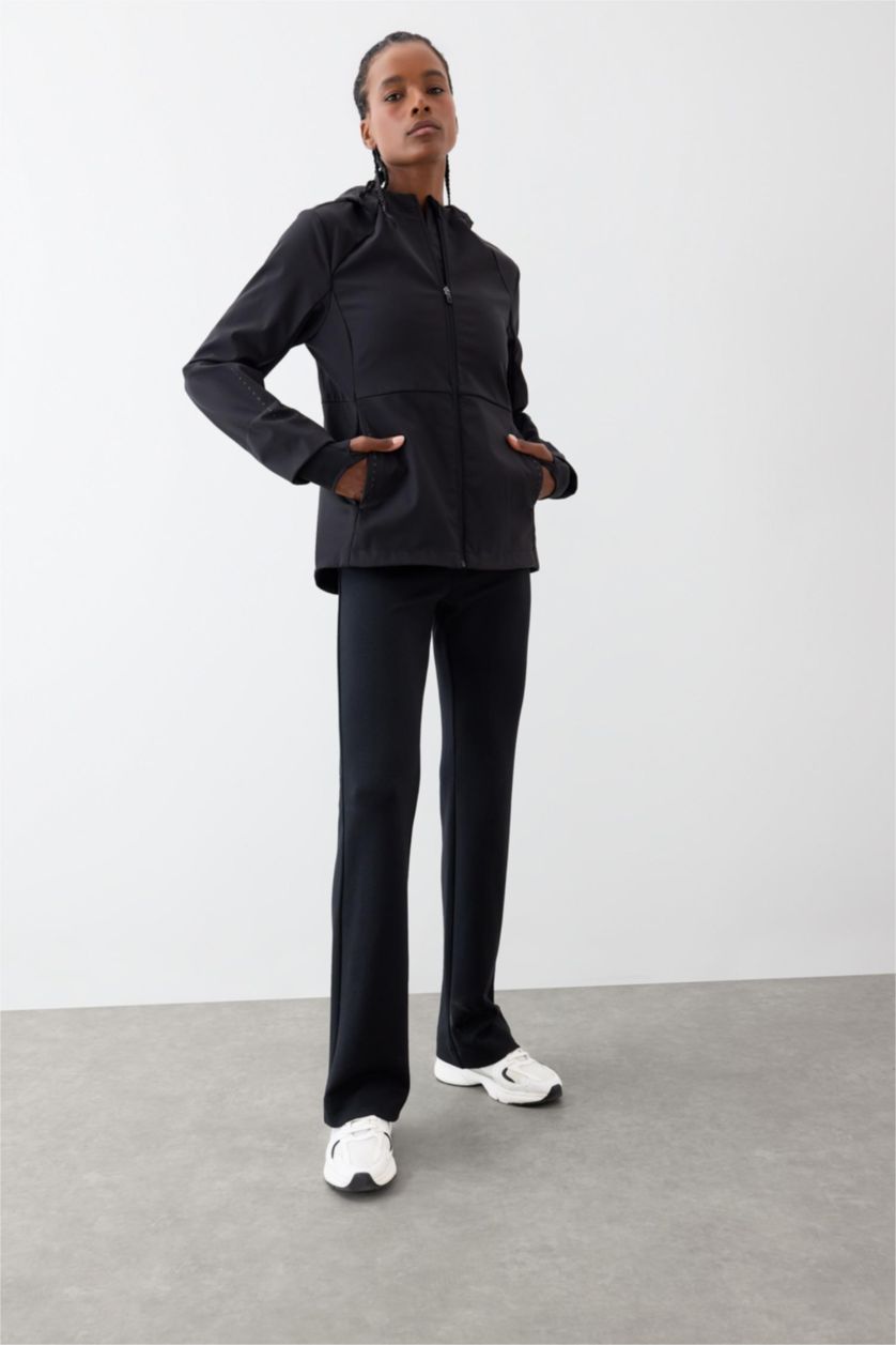 Women Black DeFactoFit Flare Fit Standard Length Soft Touch Sweatpants