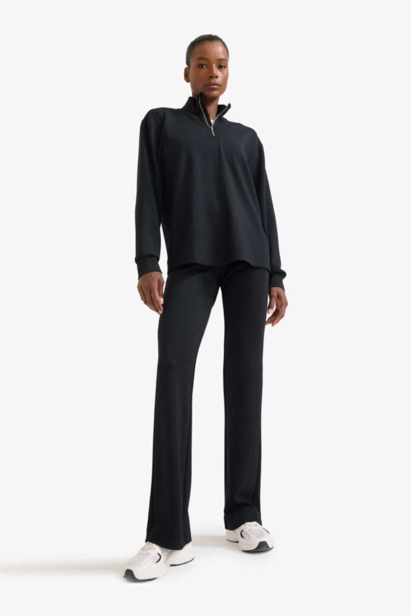Women Black DeFactoFit Flare Fit Standard Length Soft Touch Sweatpants